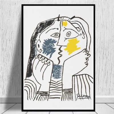 Picasso Kiss 1979 งานศิลปะการทำสำเนาโปสเตอร์ภาพวาดผ้าใบพิมพ์ภาพผนังสำหรับห้องนั่งเล่นตกแต่ง Cuadros