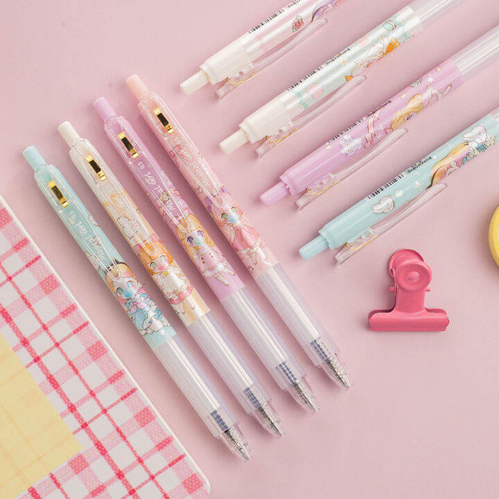 5pcsbox-retractable-gel-pens-cartoon-anime-pen-extra-fine-0-5mm-kawaii-pen-stationery-for-kids-school-office-supplies