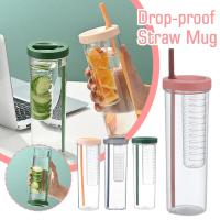 700ml Drop-proof Straw Mug Leak-proof Transparent Drinking Water Bottle Bottle W4A1