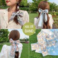 ☒ New Silk Scarf Hair bands Girls Bow Tying Hair ribbon Hair Accessories Women Printing Ponytail Holder Retro Headwear