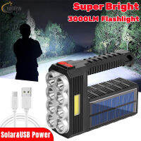 High Power Led Flashlight Waterproof USB Rechargeable Flashlights Searchlight Built-In Battery Outdoor Solar Lighting Torchlight