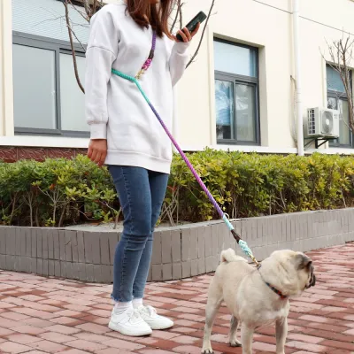 Hands Free Dog Leash Nylon Pet Leash 2 Way Dogs Walking Running Leash Pet Leads Rope for Small Medium Large Dogs Pet Supplies