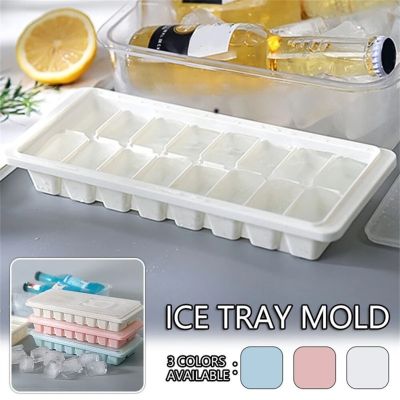 16-grid Food Grade Silicone Ice Mould Maker Tray With Lid Soft Bottom Reusable Ice Tray Ice Mold Kitchen Tools Accessories Ice Maker Ice Cream Moulds