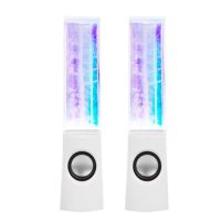 2PCS LED Light Speakers Dancing Water Music Fountain Light for PC Laptop for Phone Portable Desk Stereo Speaker White