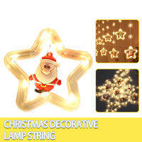 SRONTT 1ชุด Star LED Curtain Fairy String Lights ตกแต่งวันหยุดคริสต์มาสพร้อมรีโมท