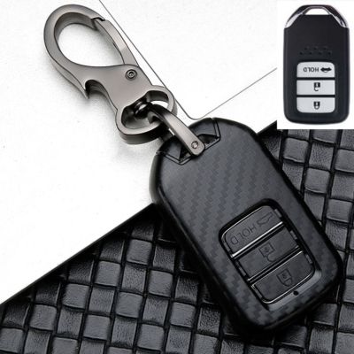 [คลังสินค้าพร้อม] ใหม่ Honda Civic FC Honda City Accord CRV 3D คาร์บอนพิมพ์ลาย4ปุ่มปลอกฝาครอบกุญแจกุญแจพร้อมพวงกุญแจ
