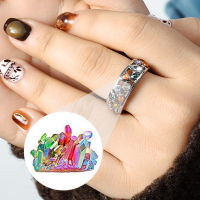 【♡Lovely girls house♡】แหวนใส่นิ้วดัชนีพลังงานการไหลเวียนโลหิตสำหรับผู้ชายผู้หญิงแหวนโพรงเรขาคณิตที่มีสีสันเรียบง่าย