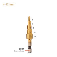 【✱2023 HOT✱】 renguangz282585 ดอกเจาะคว้าน Hss บิตเหล็กขั้นกรวยไทเทเนียมเคลือบด้วยโลหะ Hex Taper เจาะบิตชุดเครื่องมือตัด4-12มม4-20มม4-32มม