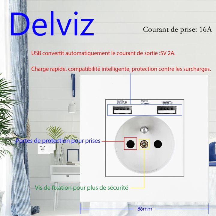 new-popular89-delviz-socket100มาตรฐานฝรั่งเศส250v-2พอร์ตชาร์จ-usb-สำหรับแผง-mobileoutlet-ซ็อกเก็ต-wallusb-16a