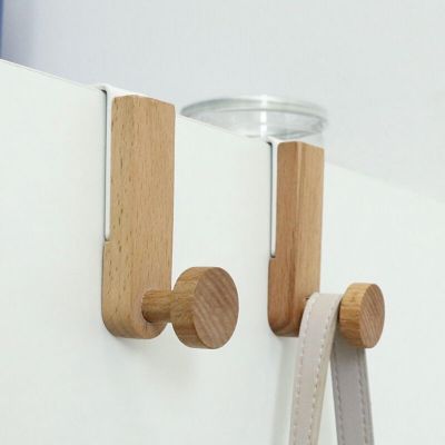 【YF】 Creative Door Back Hook Punch-free Storage Anti-deform Behind Hanging Wood Rack Organizer