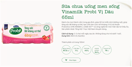 Freeship toàn quốc thùng sữa chua uống probi hương dâu chai 65ml - 50 chai - ảnh sản phẩm 4