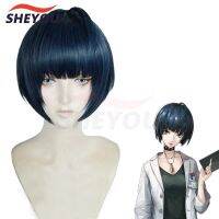 วิกผมชุดคอสเพลย์ผู้หญิง P5 5 Tae Takemi สั้นสีน้ำเงินดำผสมทนความร้อนได้ + ตาข่ายคลุมผมสำหรับใส่วิก