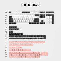 226 Keys Cap FEKER ข้อความเหมือนกับ PBT Double Shot GMK Clone 8008 Olivia CSA Profile ISO ใส่6.25U 7U Spacebar สำหรับคีย์บอร์ดเชิงกล