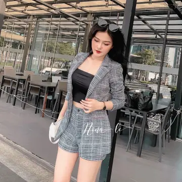 Bộ vest nữ tay lỡ quần short thời trang - Hanyza Store