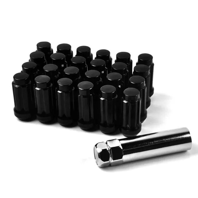 M14x1.5 Wheel Lug Nuts 24Pcs Black Or Chrome 14X1.5 Lug Nut Spline For Chevy Suburban 1500