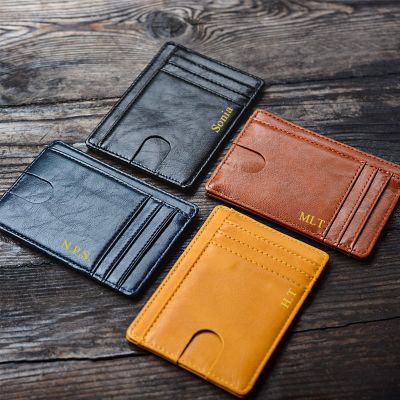 Fashion Men Genuine Leather Credit Card Holder Business Mini Wallets Coin Purse Multi Card Cover Ultra-thin Small Card Case