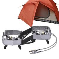 Portable Camping Stove Portable Double-Head Folding Stove Double Burner Design Outdoor Cooking Supplies for Climbing Fishing and Camping appealing