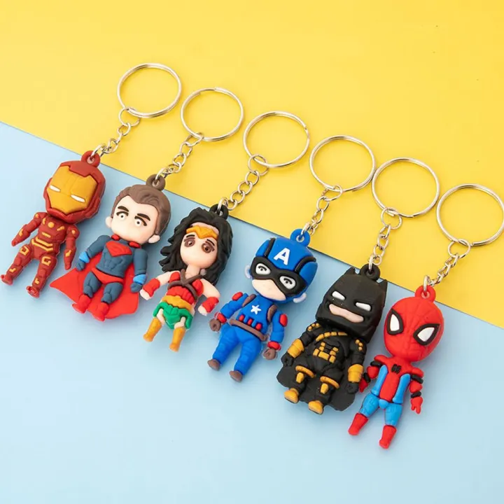 FLOW TOP Cute Jewelry Children Toy Batman Superman Gift Spiderman Keyring  Captain America Key Ring Spiderman Doll Marvel Hero Keychain | Lazada PH