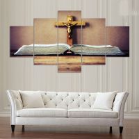 Zhangyanhui2 Ultra High Definition พิมพ์โปสเตอร์ภาพวาด5แผง Crucifix Of Jesus Christ ผ้าใบ Wall Art รูปภาพห้องครัวร้านอาหารตกแต่งห้องนั่งเล่น5ชิ้น