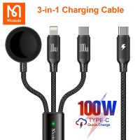 Mcdodo 100W PD USB C to Lightning 3 in 1 Wireless Charging Cable for Apple Watch iPhone 14 13 Xiaomi Samsung Ipad Laptop Tablet