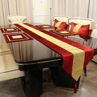 [HOT ZEXKLIOALQAQ 529] Table Runner Placemats Set Luxury Faux Silk Flannel Gold Rhinestones 1PcsTable Runners 4Pcs Table Mat For Home Party Decor