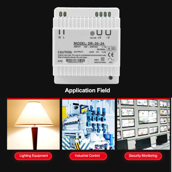 รางสวิตช์จ่ายไฟสลับแบบกลวง-dr-30-24-30w-เอาต์พุตเดี่ยว24v-เอาต์พุตเดี่ยวแหล่งจ่ายไฟรางดินสำหรับอุปกรณ์ให้แสงสว่างสำหรับควบคุมในอุตสาหกรรม