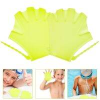 2 Pcs Kids Gloves Swimming Auxiliary Mitten Waterproof Silicone Hand Training Supplies Swim Caps