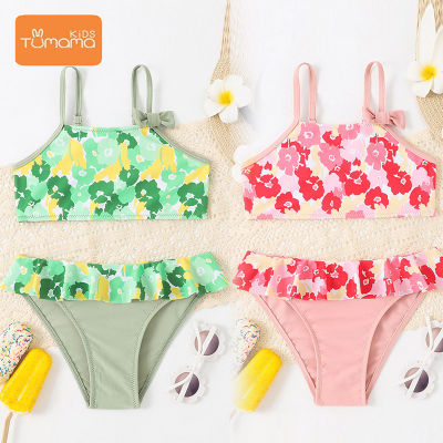 Tumama KIds girls swimsuit printed split childrens swimsuit 3-8 years old baby bikini swimsuit