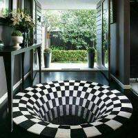 RULDGEE Mandala Alfom 3D Three-dimensional Black&amp;White Stereo Vision Mat Living Room Doormat Tea Table Sofa Illusion Car