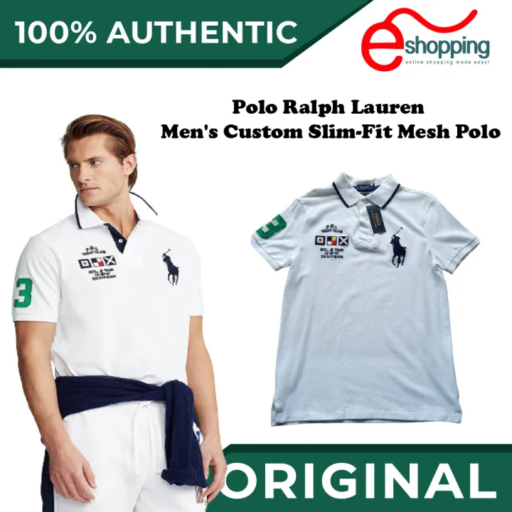 Polo Ralph Lauren Men's Custom Slim-Fit Mesh Polo (White - US SIZE: Small)  | Lazada PH