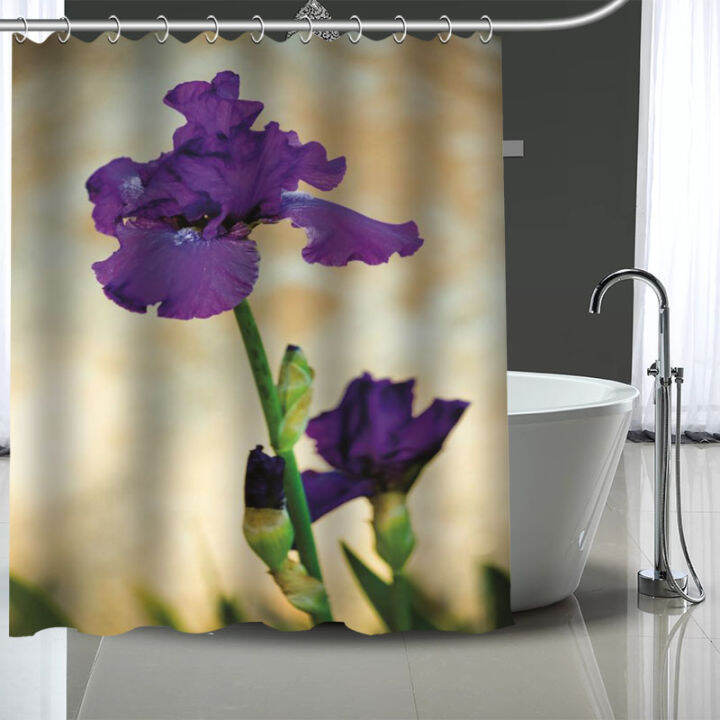 waterproof-shower-curtain-can-be-customized-iris-flowers-bathroom-shower-bath-supplies-polyester-shower-curtain-with-hooks