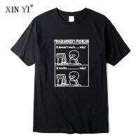 แขนสั้นโอเวอร์ไซส์เสื้อยืด พิมพ์ลายการ์ตูน Xin Yi โปรแกรมเมอร์ ทรงกลม แบบนิ่ม สําหรับผู้ชายS-3XL  MMVO