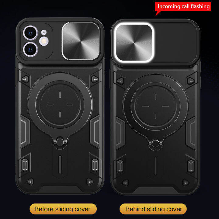 เคสโทรศัพท์ใหม่สำหรับ-iphone-12-พับได้360องศาแท่นวางหมุนได้ยานพาหนะแบบเลื่อนเปลือกหลังแบบแข็งกันกระแทก-กระจกเทมเปอร์ปกป้องหน้าจอสำหรับเคส-iphone-12
