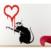 【The-Best】 Sandaras Banksy Graffiti Love Rat Wall Decal - Wall Home Decor - Banks Mouse Graffiti Wall Art Decoration