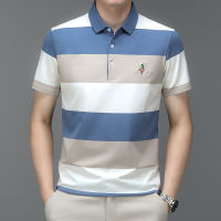 เสื้อยืดลายทางย้อมเส้นด้าย Kaus Polo Garis ผ้าฝ้ายฤดูร้อนเสื้อยืดผู้ชายที่สะอาดเสื้อลำลองธุรกิจแขนสั้น Bsgy ของผู้ชาย