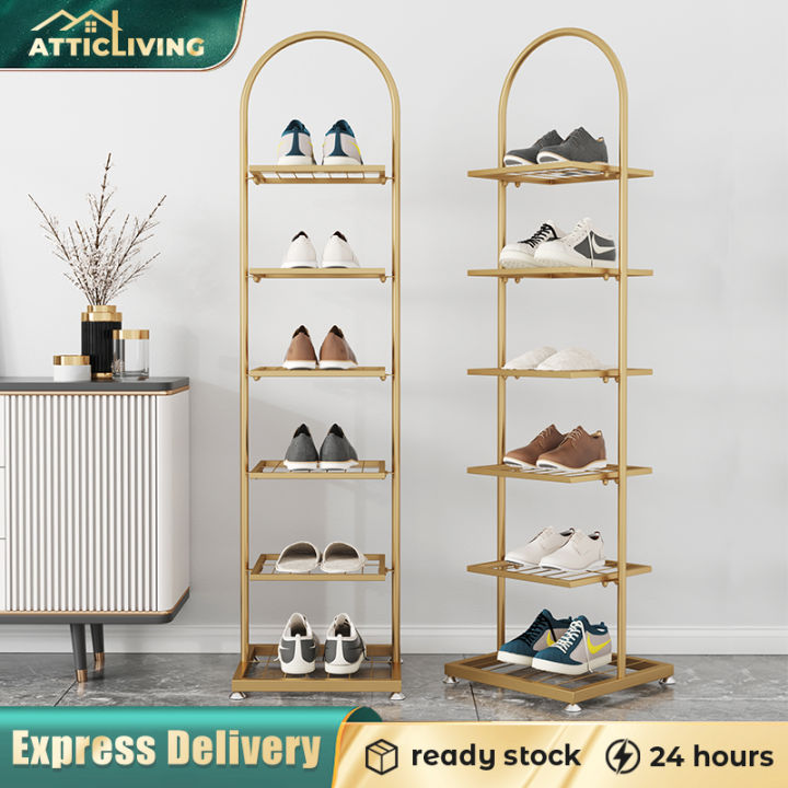 Gold Metal Wall Shoe Rack Shelf 