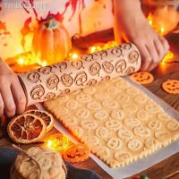 ஐ▼☋ Wooden Halloween Rolling Pins Pumpkin Embossing Baking Tool Cookies Biscuit Fondant Cake Patterned Roller