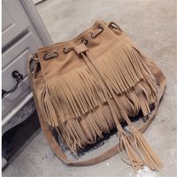 HOT★ย้อนยุคแนวแฟชั่น Faux Suede Fringe ผู้หญิง Messenger กระเป๋าใหม่พู่กระเป๋าถือมีไหล่กระเป๋าถือ Crossbody กระเป๋าพู่