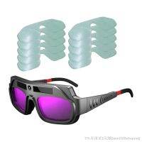 hk■♤  Darkening Welding Goggles Anti-Scratch Large View Welder Glasses for Cut with 10 Pcs Lenses