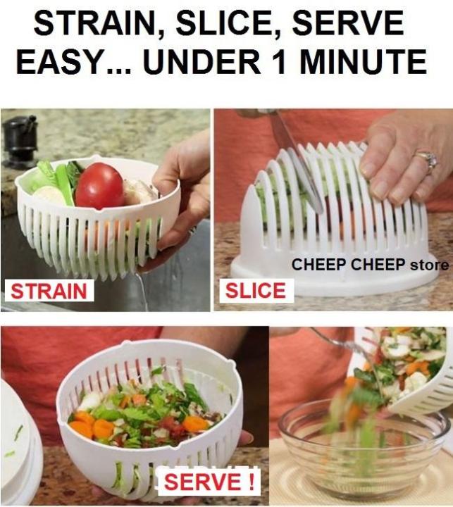 1 Minute Salad Cutter bowl Veg & Fruit Chopper Easy, Fast, Clean Finish