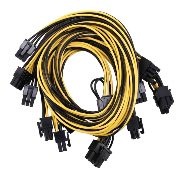 6 Pcs 6 Pin PCIE to 8 Pin(6+2) PCIE (Male to Male) GPU Power Cable
