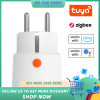 BO YIN Tuya ZigBee 16A อัจฉริยะ EU-Plug แบบเรียลไทม์แรงดันไฟฟ้าวัดแสงนับถอยหลังปลั๊กอัจฉริยะ Home Scene Linkage โทรศัพท์มือถือ APP รีโมทควบคุมใช้งานร่วมกับ Alexa Google Home Voice Control