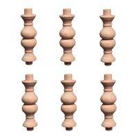 6PCS Unpainted Wood Carved Solid Wood Small Gourd Pillars Fence Home Furniture Decoration Accessories Cabinet Applique