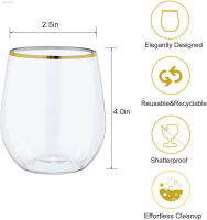 4824Pcs พลาสติก Stemless แก้วไวน์ขอบทองทิ้ง12 Oz ถ้วยใสแฟนซีปาร์ตี้ถ้วยสำหรับงานแต่งงาน