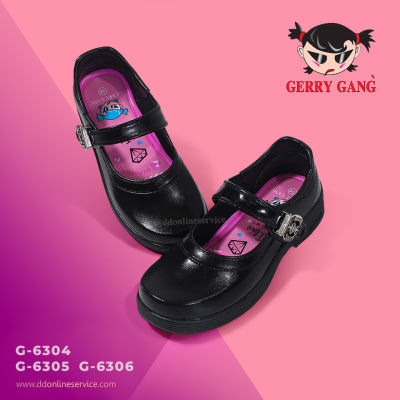 รองเท้านักเรียนหนังดำ รองเท้านักเรียนหญิง แบบเข็มกลัด GERRY GANG รุ่น G-6304 G-6305 G-6306 G-6307 G-6308