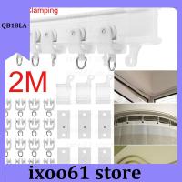 ixoo61 store 2M Bendable Curtain Rail Flexible Ceiling Top Clamping Mounted Track Straight Slide Balcony Plastic Home Window Decor