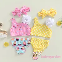 Ryn studio Babygarden-6 เดือน - 3 ปี เด็กผู้หญิง ชุดว่ายน้ํา 2 ชิ้น, ลายจุด แขนกุด / คัพเค้ก พิมพ์ลาย เสื้อชายหาด ฤดูร้อน + กางเกงขาสั้น