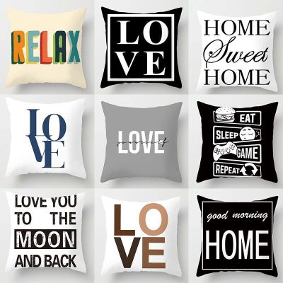 【CW】✒❡┇  Couple Throw Pillows 45x45cm Polyester LOVE Letters Sofa Cushion Cover Bedroom Pillowcase