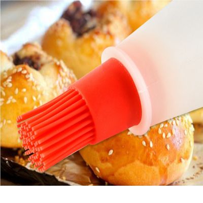 Kitchen Gadgets High Temperature Oil Brush Food Grade Silicone Baking Cooking BBQ Tools Barbecue Oil Bottle Brush With Scale