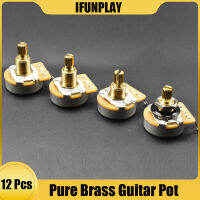 12pcs ทองเหลืองขนาดเต็มยาวแยกเพลา Potentiometers A500KB500KA250KB250K pots TONE Volume Control สำหรับกีตาร์เบส